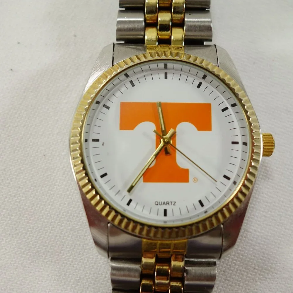 University Of Tennessee UT Vols Men's Quartz Watch Orange Leather‎ Snap Bracelet